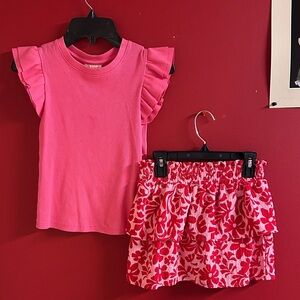 Cat & Jack Vibrant Pink Ribbed Top and Old Navy Skort size 8